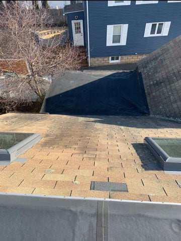 Before — old roof prior to replacement