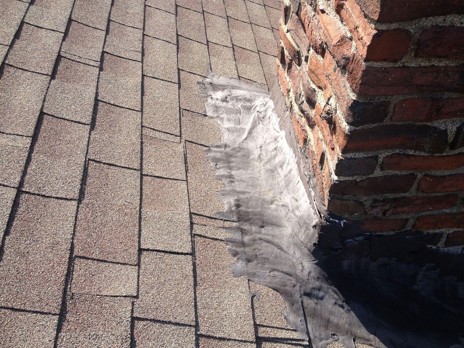 Repaired chimney flashing detail