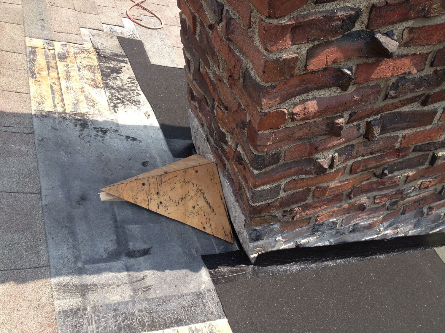 Chimney repair work in progress